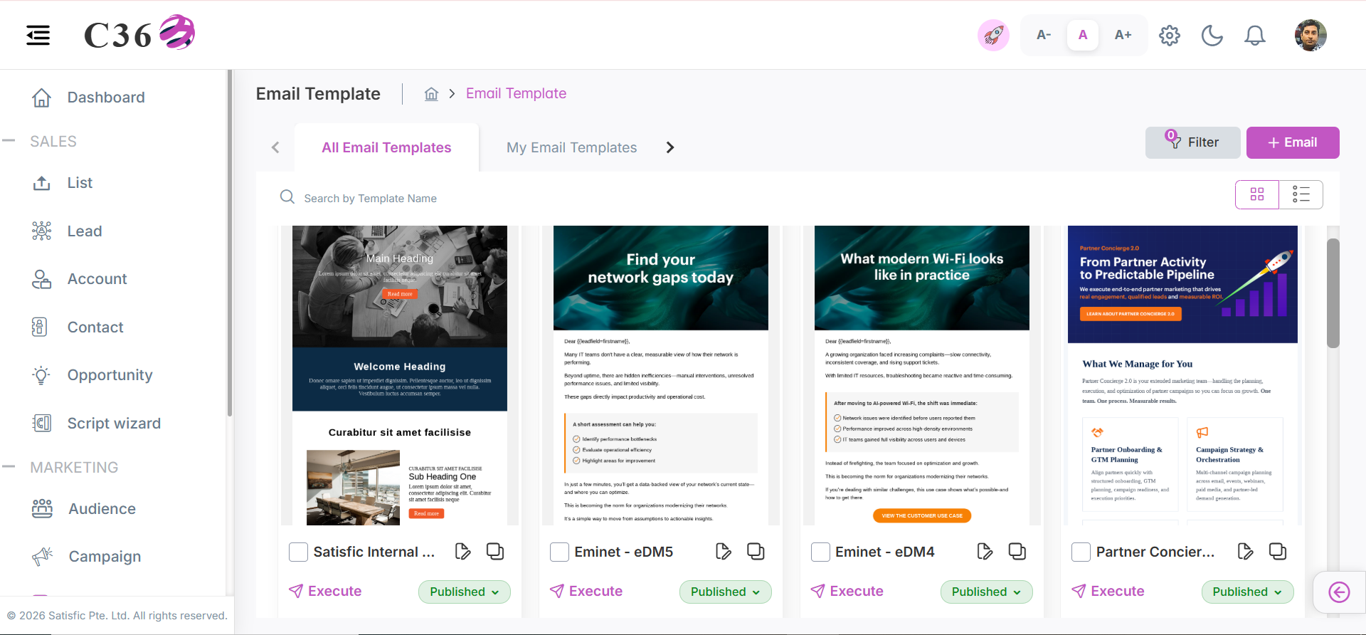 Grid View of Email Templates